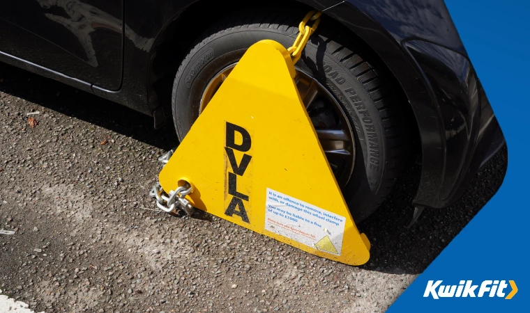 clamped wheel on a car