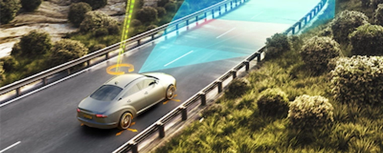 Futuristic radar tracking of cars on a motorway