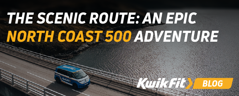 A ID Buzz covered in the Kwik Fit logo on a bridge