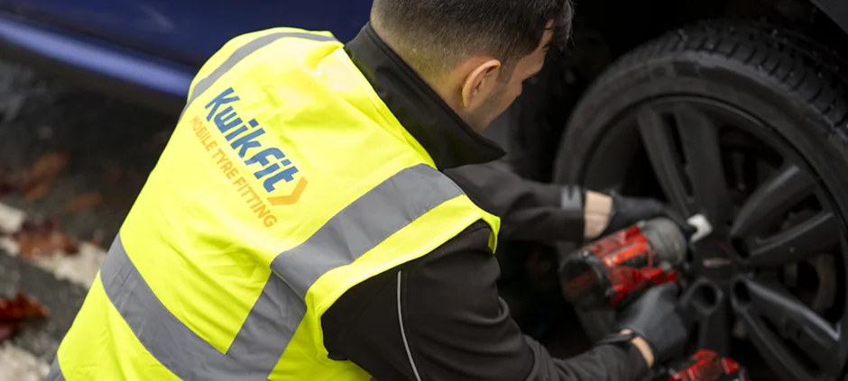 Checking tread depth of tyre
